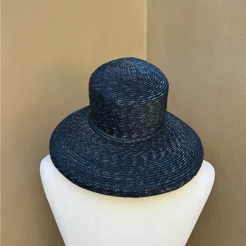 STUNNING Eric Javitz Navy Straw Hat szXS price firm !!! - Picture 1 of 8